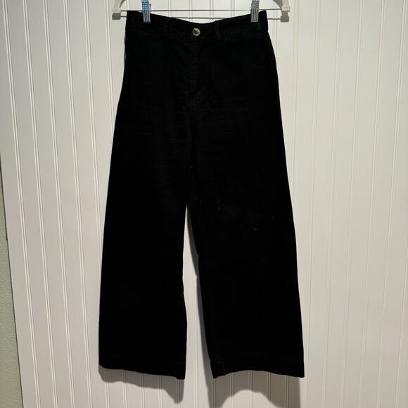Free People Black Cropped High Waisted Wide Leg Pants Size 26 - Picture 2 of 6